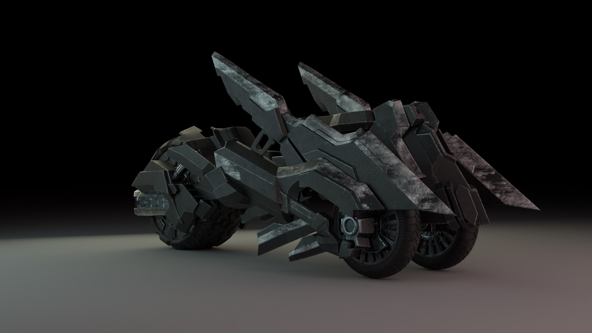 The motorcycle from “Black Rock Shooter: The Game” three quarters